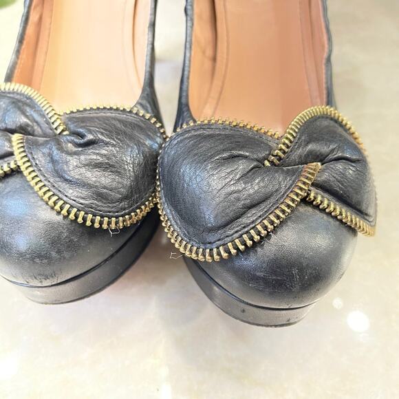 SEE BY Chloe black leather zipper pumps Sz 39/9 - Picture 10 of 10